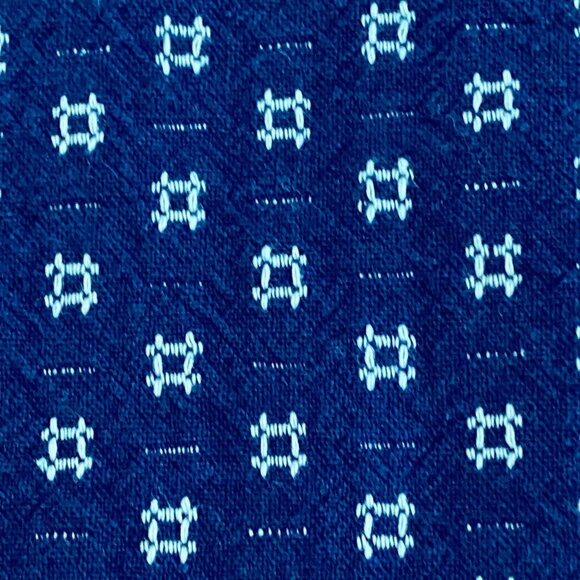 VINTAGE JAPANESE TEXTILE AIZOME INDIGO BLUE CROSSHATCH FABRIC - 40" X 38" - Picture 3 of 3